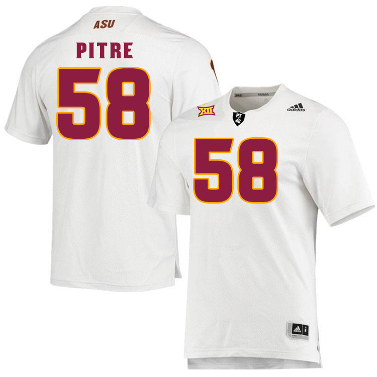 Men #58 Roman Pitre Arizona State Sun Devils College Football Jerseys Stitched-White